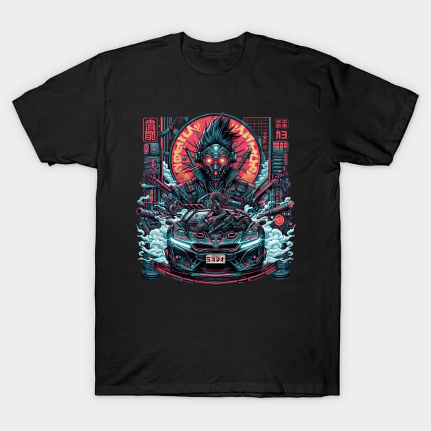 Neon Cyberpunk Menace T-Shirt by Urbanic